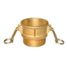 A gold-colored brass plumbing valve with a cylindrical shape and an attached loop. 1-1-4 Part B Brass