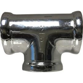 A silver-colored metal pipe tee fitting, with a 3/8 inch size, typically used in plumbing - 3/8 Chrome Plated Tee AB 1953