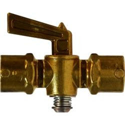 A bronze-colored metal shut-off cock with a handle, designed for plumbing systems. - 1/4 Female Iron Pipe x Female Iron Pipe Shut Off Cock 150 PSI