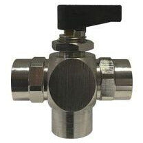 1/4 Female Iron Pipe 3 Way Panel Mounted Ball Valve Open Center