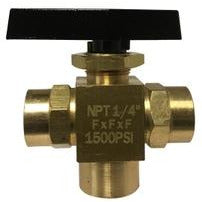 1/4 Female X 1/4 Female X 1/4 Female 3 Way Ball Valve