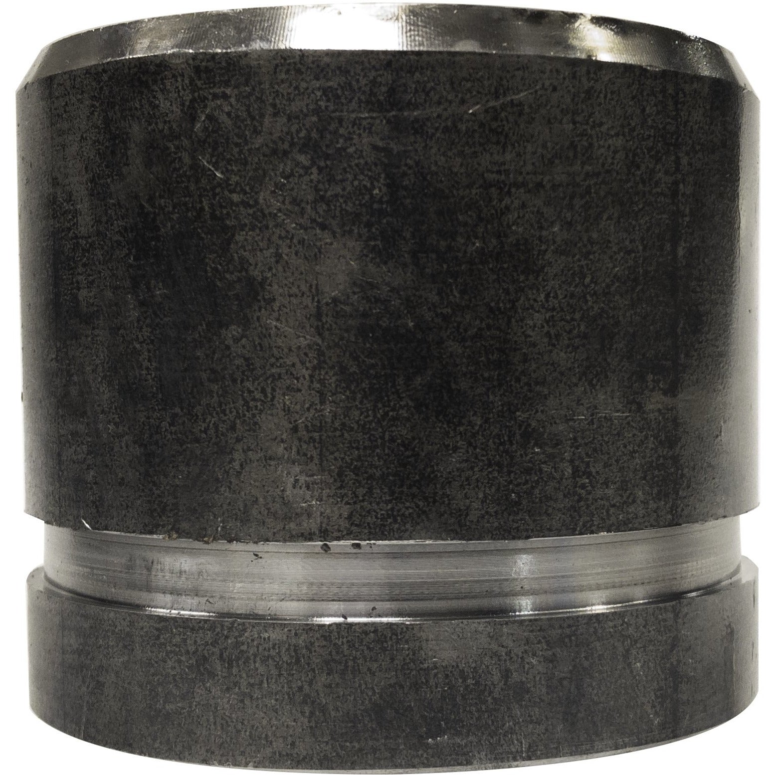 A black metal nipple with a visible groove and bevel - 10 x 3 Schedule 40 Groove x Bevel Black Nipple