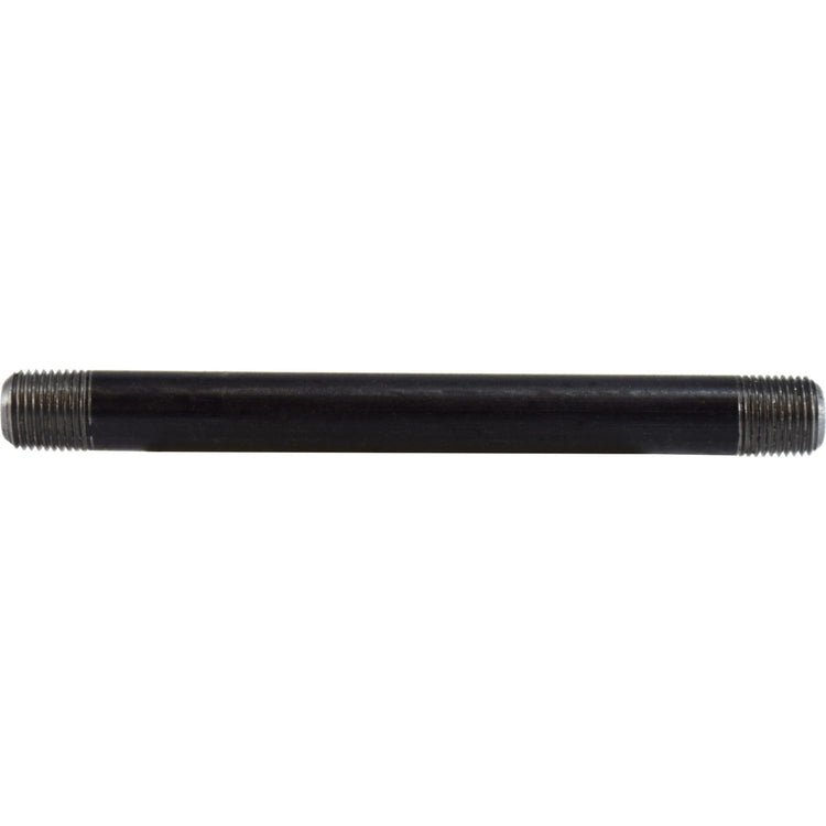 A black seamless steel nipple pipe with threaded ends -  1/8 x 7 Extra Heavy Seamless Schedule 80 Black Nipple