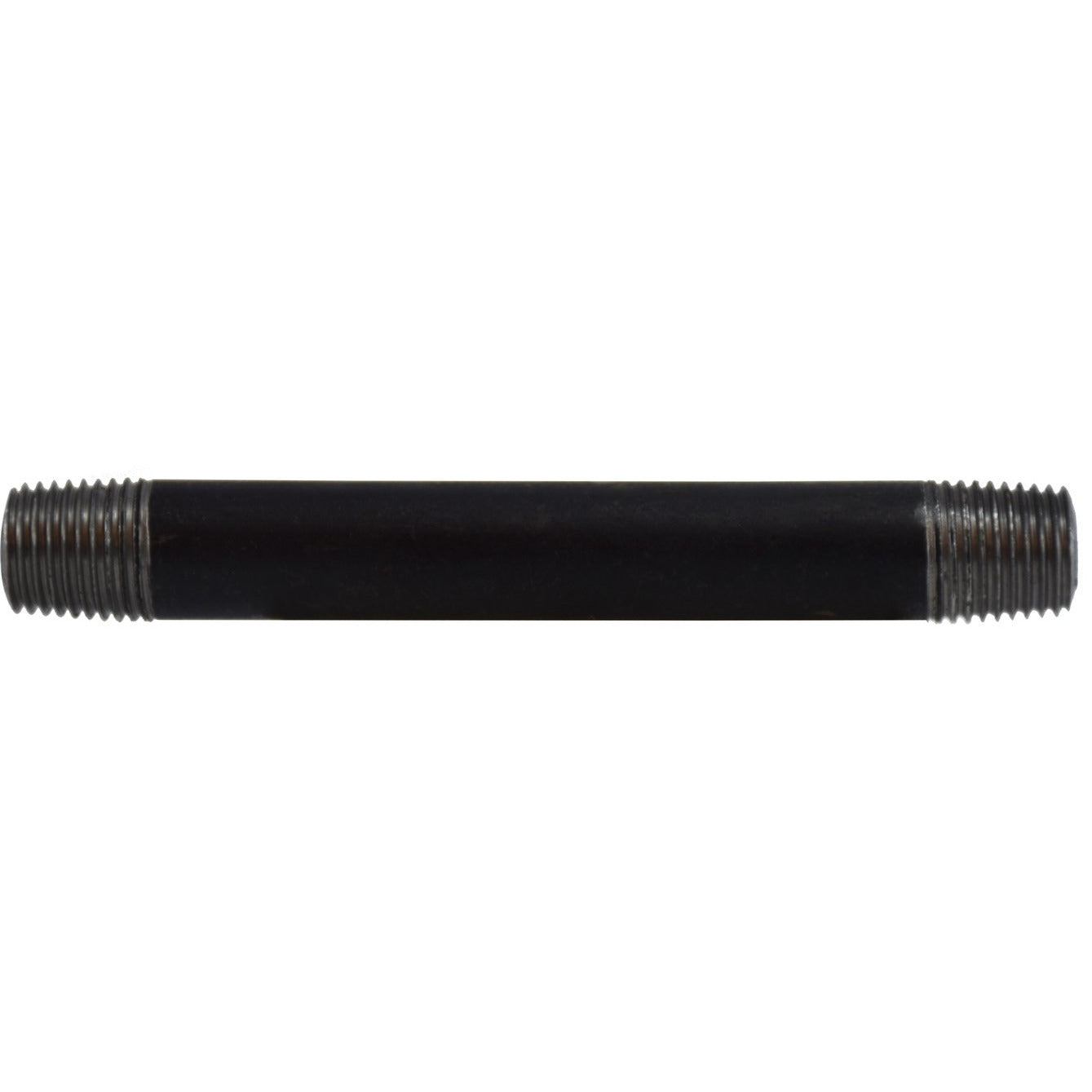 A black seamless nipple pipe fitting with precision-cut ends and male threads, designed for industrial use - 1/4 x 2 Schedule 80 Seamless Black Nipple