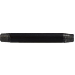 A black seamless nipple pipe fitting with precision-cut ends and male threads, designed for industrial use - 1/4 x 2 Schedule 80 Seamless Black Nipple