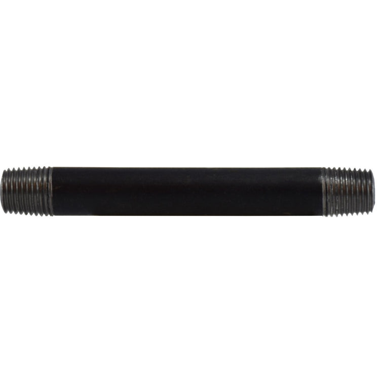 A black seamless nipple pipe fitting with precision-cut ends and male threads, designed for industrial use - 1/4 x 2 Schedule 80 Seamless Black Nipple