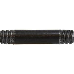 A black seamless nipple pipe fitting with threaded ends, schedule 80, made of steel - 1/2 x 12 Schedule 80 Seamless Black Nipple