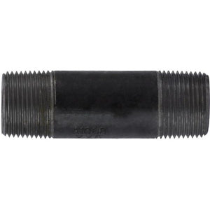 A black seamless steel nipple with threaded ends - 1 x 2 Double Extra Heavy Black Seamless Nipple