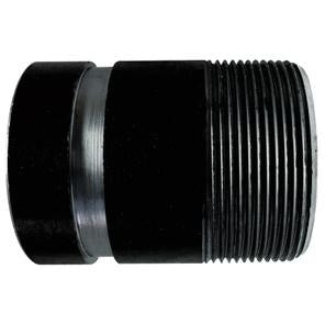 A black seamless steel nipple with thread on one end and grooved connection on the other. - 2 x 4 Thread x Groove Schedule 80 Seamless Black Nipple