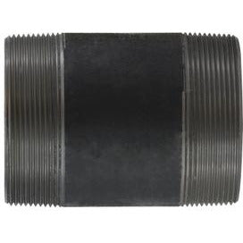 A black seamless nipple pipe fitting with NPT male threads on both ends. - 4 x 12 Schedule 80 Seamless Black Nipple