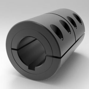 1-3/8" X 1-3/8" One-Piece Split Clamp-Type Rigid Shaft Coupling/Kwys, Steel
