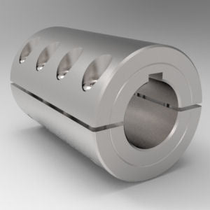3/4" X 5/8" Two-Piece Split Clamp-Type Rigid Shaft Coupling/Keyways, SS