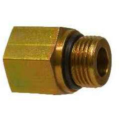 Straight hydraulic adapter with male O-ring boss and female NPT threads — 3/8-24 x 1/8 Male O-Ring Boss x Female National Pipe Thread Straight Adapter.