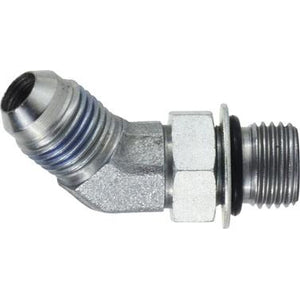 Right-angle 45-degree elbow connector 1-7/8-12 Male Joint Industry Council x Male O-Ring Boss 45° Elbow Connector