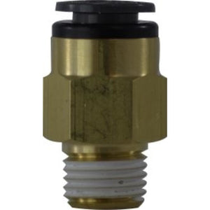 A male pipe thread adapter with a black push-fit end - 1/4 Male Pipe Thread X 5/32  Tube DOT Composite Adapter