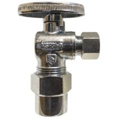 Lead-free angle supply stop with compression PVC inlet and compression outlet for secure plumbing connections - 1/2 Compression PVC x 3/8 Compression Lead-Free Angle Supply Stop