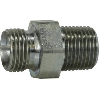 BSPP to NPT hex nipple – 1/8-28 × 1/8 British Standard Pipe Parallel x Male NPT Hexagonal Nipple
