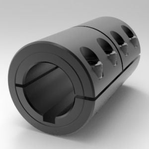 1-3/8" X 1-3/8" One-Piece Split Clamp-Type Rigid Shaft Coupling/Kwys, Steel