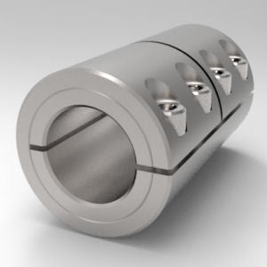 1/4" X 1/4" One-Piece Split Clamp-Type Rigid Shaft Coupling,Stainless Steel
