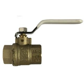 A brass 1/4 Female x Female Lead-Free Full Port Ball Valve with a lever handle - 1/4 Female x Female Lead-Free Full Port Ball Valve