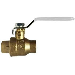 A bronze-colored full port ball valve with a white handle, marked with the Midland Industries brand.