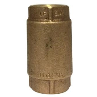 A bronze-colored lead free check valve with threaded connections, typically used in plumbing systems. - 3/4 Lead Free Check Valve