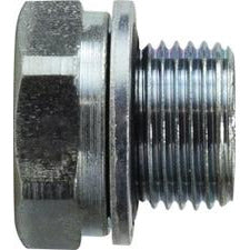 A silver-colored steel hex head plug with a threaded connection 1/8 Hex Head Plug British Standard Pipe Parallel