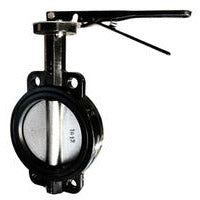 A black ductile iron butterfly valve with a wafer design and a lever handle for manual operation - 10 Ductile Iron Butterfly Valve Wafer/Lever Duct Disc/Buna-N-Seat