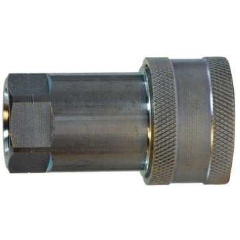 A silver-colored 1/2 ISO-A Quick Disconnect Coupler made of steel, featuring a knurled grip surface - 1/2 ISO-A Quick Disconnect Coupler