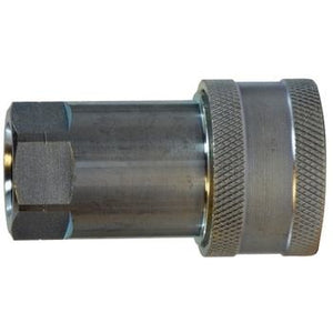A silver-colored 1/4 ISO-A Quick Disconnect Coupler made of steel, designed for use in hydraulic and pneumatic systems - 1/4 ISO-A Quick Disconnect Coupler