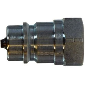 A black steel quick disconnect plug conforming to ISO-A standard, with a 3/8 inch connection size. - 3/8 ISO-A Plug