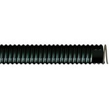 A black, flexible, pneumatic suction hose with visible reinforcement layering - 6 Abrasion Resistant Suction 100' Roll