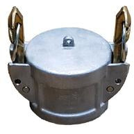 A silver aluminum dust cap with self-locking feature and two metal bolts.