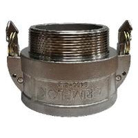 Stainless steel protective cap with self-locking mechanism designed for connectors, ports, or fittings. 2 Part B Stainless 316 Self Locking