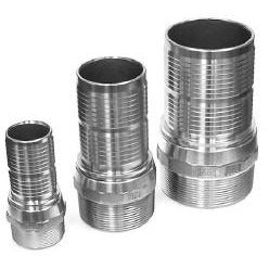 Threaded stainless steel 316 CrimpLok combination nipple with 4 inch connection for secure hose and pipe assemblies – 4 CrimpLok Combination Nipple Threaded Stainless Steel 316