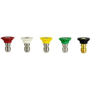 A set of five quick disconnect spray nozzles in different colors attached to a common stem - 3.0 Quick Disconnect Nozzle Kit