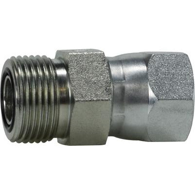 A metal hydraulic O-Ring face seal swivel x male O-Ring boss fitting - 11/16-16 x 9/16-18 O-Ring Face Seal Swivel x Male O-Ring Boss
