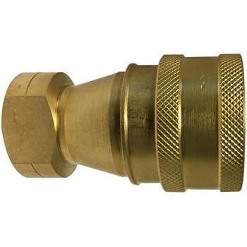 A gold-colored brass quick disconnect coupler with textured grips on the side. - 1/2 ISO-B Quick Disconnect Coupler Brass