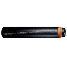 Black pressure washer hose with a orange stripe on the side. - 3 High-Pressure Contractors Water 100' Roll