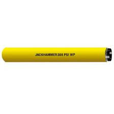 A yellow 50-foot jackhammer air hose with quick-connect fittings, labeled with 'JACKHAMMER 300 PSI WP' on the side. - 3/4 Jackhammer 300 Pounds Per Square Inch Yellow 50' Roll
