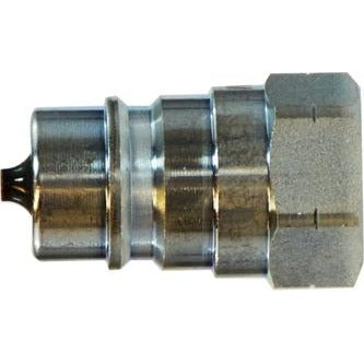 A silver-colored quick disconnect plug designed for agricultural and industrial applications, made of steel - 1/2 Agricultural Interchange Series ISO 5675 Quick Disconnect Plug