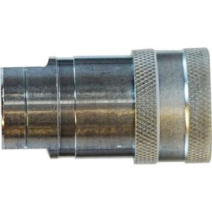A silver-colored quick disconnect coupler made of steel, typically used in agricultural or hydraulic systems - 3/8 Agricultural Interchange Series ISO 5675 Quick Disconnect Coupler