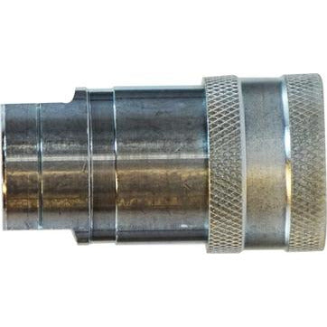 A silver-colored quick disconnect coupler made of steel, typically used in agricultural or hydraulic systems - 3/8 Agricultural Interchange Series ISO 5675 Quick Disconnect Coupler