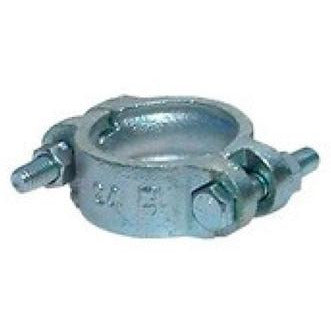 Metal pipe clamp with a double bolt mechanism. - 1-3-8 to 1-1-2 Heavy Duty Clamp