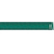 A green PVC drain liner. 2 Saturn Green Helix Polyvinyl Chloride Suction 100' Roll