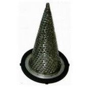 Round Hole Cone Strainer, designed to filter out large debris at the suction end of a water hose - 3 Strainer Cone with Round Holes Stainless Steel 304