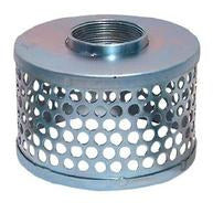 A silver steel round hole strainer, with perforations designed for filtration, showing one threaded connection. - 2 Strainer Round Hole