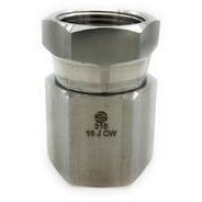 A stainless steel 316 1/4 Female National Pipe Thread x 1/4 Female National Pipe Straight Mechanical Swivel fitting. - 