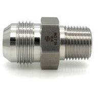 A stainless steel male joint industry council to male national pipe thread adapter. - 316 -04 Male Joint Industry Council x 1/8 Male National Pipe Thread