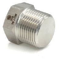 A stainless steel hexagonal pipe plug with NPT threads - 316 1/4 National Pipe Thread Hex Pipe Plug